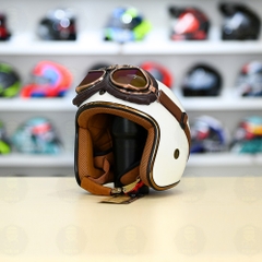 Mũ 3/4 Royal M20c Kèm Kính Dây Cực Kì Thời Trang Và Trendy - Trắng