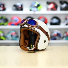 Mũ 3/4 Royal M20c Kèm Kính Dây Cực Kì Thời Trang Và Trendy - Trắng