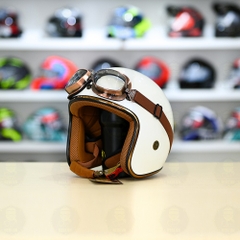 Mũ 3/4 Royal M20c Kèm Kính Dây Cực Kì Thời Trang Và Trendy - Trắng