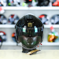 Mũ 3/4 Royal M668 (2 Kính) Đen Bóng FREESHIP