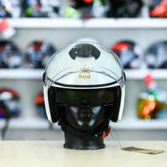 Mũ 3/4 Royal M668 (2 Kính) Trắng Bóng FREESHIP