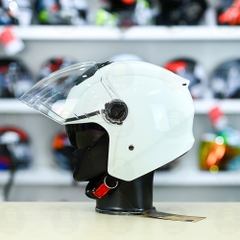 Mũ 3/4 Royal M668 (2 Kính) Trắng Bóng FREESHIP