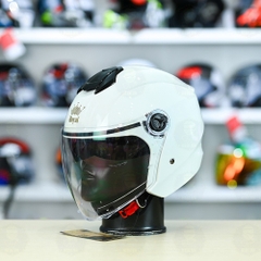 Mũ 3/4 Royal M668 (2 Kính) Trắng Bóng FREESHIP