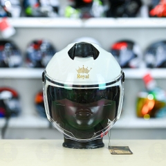 Mũ 3/4 Royal M668 (2 Kính) Trắng Bóng FREESHIP