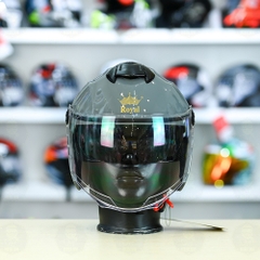 Mũ 3/4 Royal M668 (2 Kính) Xi Măng Bóng FREESHIP