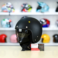 Mũ 3/4 Sunda 388 Đen Nhám Kính Âm FREESHIP