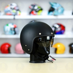 Mũ 3/4 Sunda 388 Đen Nhám Kính Âm FREESHIP