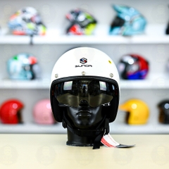 Mũ 3/4 Sunda 388 Trắng Kính Âm FREESHIP