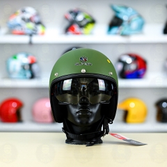 Mũ 3/4 Sunda 388 Xanh Lính Nhám Kính Âm FREESHIP