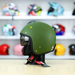 Mũ 3/4 Sunda 388 Xanh Lính Nhám Kính Âm FREESHIP