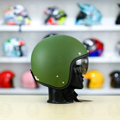 Mũ 3/4 Sunda 388 Xanh Lính Nhám Kính Âm FREESHIP