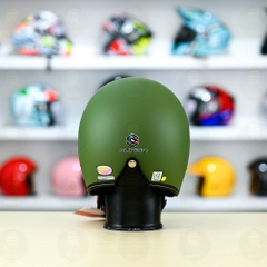 Mũ 3/4 Sunda 388 Xanh Lính Nhám Kính Âm FREESHIP