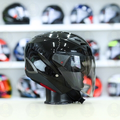 Mũ 3/4 Sunda 611E Đen bóng - Freeship