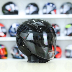 Mũ 3/4 Sunda 611E Đen bóng - Freeship