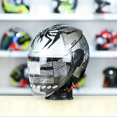 Mũ 3/4 Zeus 205 Nhện Đen Bóng FREESHIP