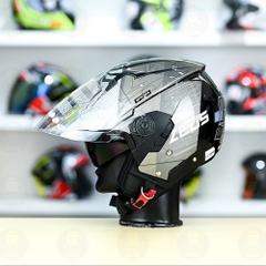 Mũ 3/4 Zeus 205 Nhện Đen Bóng FREESHIP