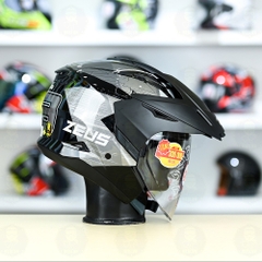 Mũ 3/4 Zeus 613B Nhện Đen Bóng FREESHIP
