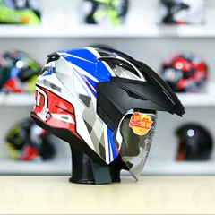 Mũ 3/4 Zeus 613B Trắng đỏ Xanh Bóng FREESHIP