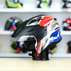 Mũ 3/4 Zeus 613B Trắng đỏ Xanh Bóng FREESHIP