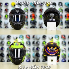 Tem Decal AGV Soleluna Đen Vàng Cho Nón Fullface Yohe 978/ ROC 01 - Không Nón - FREESHIP