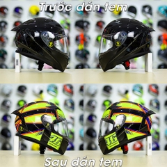 Tem Decal AGV Soleluna Đen Vàng Cho Nón Fullface Yohe 978/ ROC 01 - Không Nón - FREESHIP