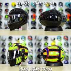 Tem Decal AGV Soleluna Đen Vàng Cho Nón Fullface Yohe 978/ ROC 01 - Không Nón - FREESHIP
