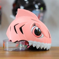 Nón Bảo Hiểm Cho Bé KIDS Shark 3D Siêu Cute Màu Hồng Đậm