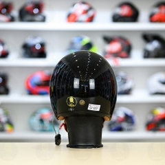 Mũ 3/4 Bulldog Heli Fiber Glass Đen Bóng FREESHIP