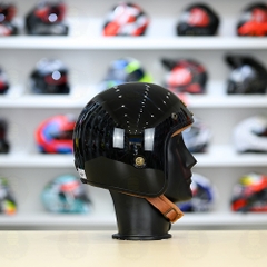 Mũ 3/4 Bulldog Heli Fiber Glass Đen Bóng FREESHIP