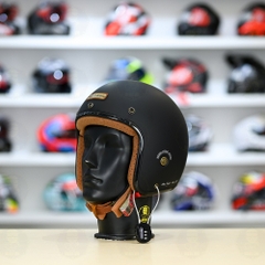 Mũ 3/4 Bulldog Heli Fiber Glass Đen Nhám FREESHIP