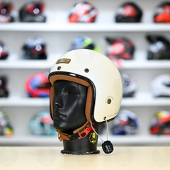 Mũ 3/4 Bulldog Heli Fiber Glass Trắng Bóng FREESHIP