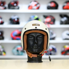 Mũ 3/4 Bulldog Heli Fiber Glass Trắng Bóng FREESHIP