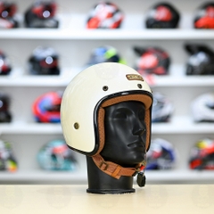 Mũ 3/4 Bulldog Heli Fiber Glass Trắng Bóng FREESHIP