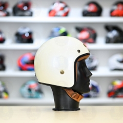 Mũ 3/4 Bulldog Heli Fiber Glass Trắng Bóng FREESHIP