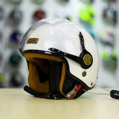 Mũ 3/4 Bulldog POM Trắng Bóng FREESHIP