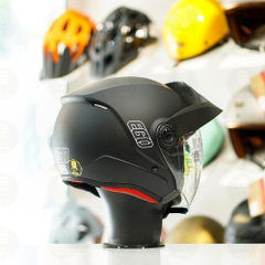 Mũ 3/4 EGO E2 Đen Nhám Mái Che Nắng FREESHIP