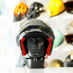 Mũ 3/4 EGO E2 Đen Nhám Mái Che Nắng FREESHIP