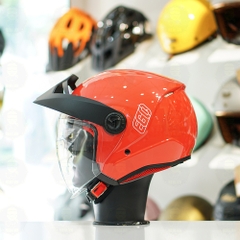 Mũ 3/4 EGO E2 Đỏ Bóng Mái Che Nắng FREESHIP