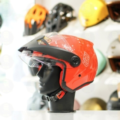 Mũ 3/4 EGO E2 Đỏ Bóng Mái Che Nắng FREESHIP