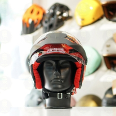 Mũ 3/4 EGO E2 Đỏ Bóng Mái Che Nắng FREESHIP