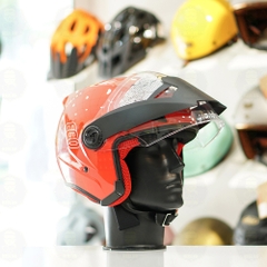 Mũ 3/4 EGO E2 Đỏ Bóng Mái Che Nắng FREESHIP