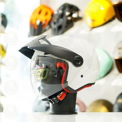 Mũ 3/4 EGO E2 Trắng Bóng Mái Che Nắng FREESHIP