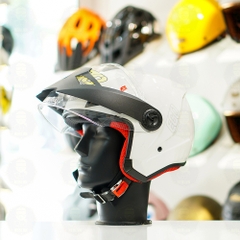 Mũ 3/4 EGO E2 Trắng Bóng Mái Che Nắng FREESHIP