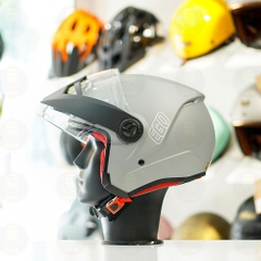 Mũ 3/4 EGO E2 Xám Titanium Nhám Mái Che Nắng FREESHIP
