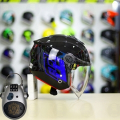 Combo Mũ 3/4 EGO E3 EE Xanh Dương Độ Khóa Chống Trộm