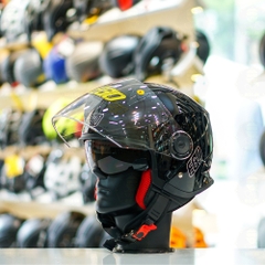 Mũ 3/4 EGO E41 Đen Bóng 2 Kính FREESHIP