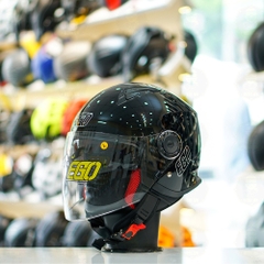 Mũ 3/4 EGO E41 Đen Bóng 2 Kính FREESHIP