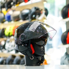 Mũ 3/4 EGO E41 Đen Bóng 2 Kính FREESHIP