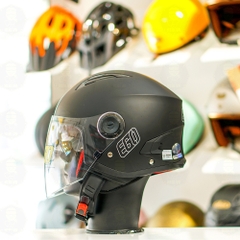 Mũ 3/4 EGO E41 Đen Nhám 2 Kính FREESHIP