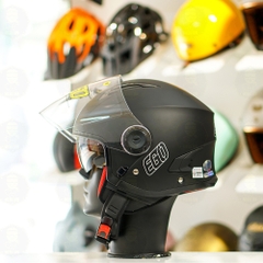 Mũ 3/4 EGO E41 Đen Nhám 2 Kính FREESHIP